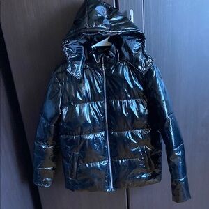 American Stitch Shine pattern  Black  Puffer Jacket with Hood size S